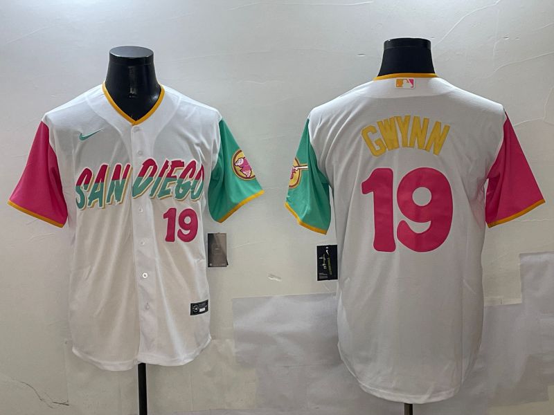 Men San Diego Padres #19 Gwynn White City Edition 2025 Nike MLB Jersey style 1